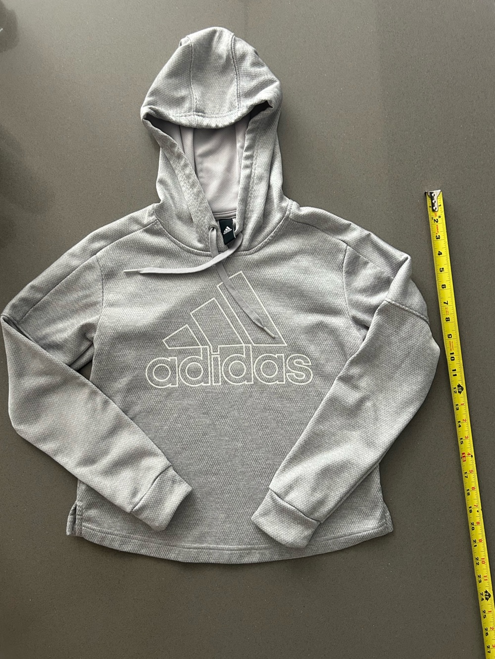 adidas Light Gray Logo Hoodie Sweatshirt